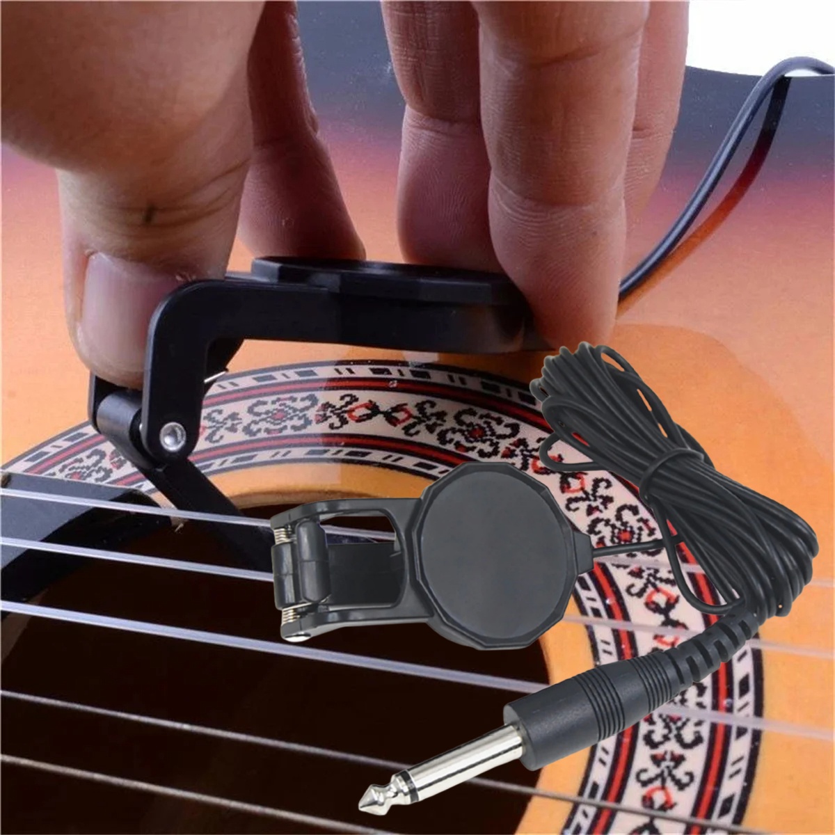 Musical Instruments Easy - ตัวรับสัญญาณเสียงแบบหนีบ/ตัวแปลงสัญญาณเสียง 2.5 ม. /ใช้ได้กับกีตาร์อะคูสติก/ไวโอลิน/แบนโจ/อูคูเลเล่