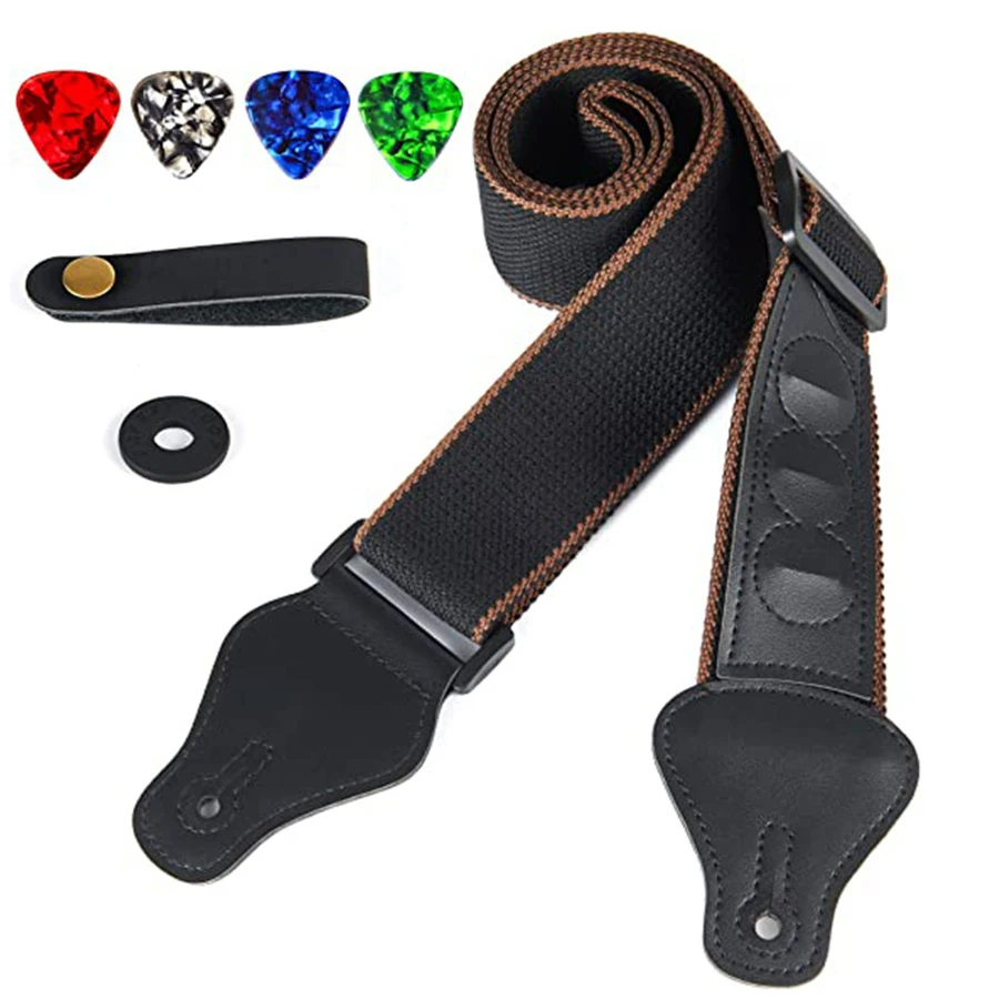 Musical Instruments Easy - 7 ชิ้น/เซ็ตสายคล้องคอหนัง PU สีดํา + ผ้าฝ้ายสําหรับ