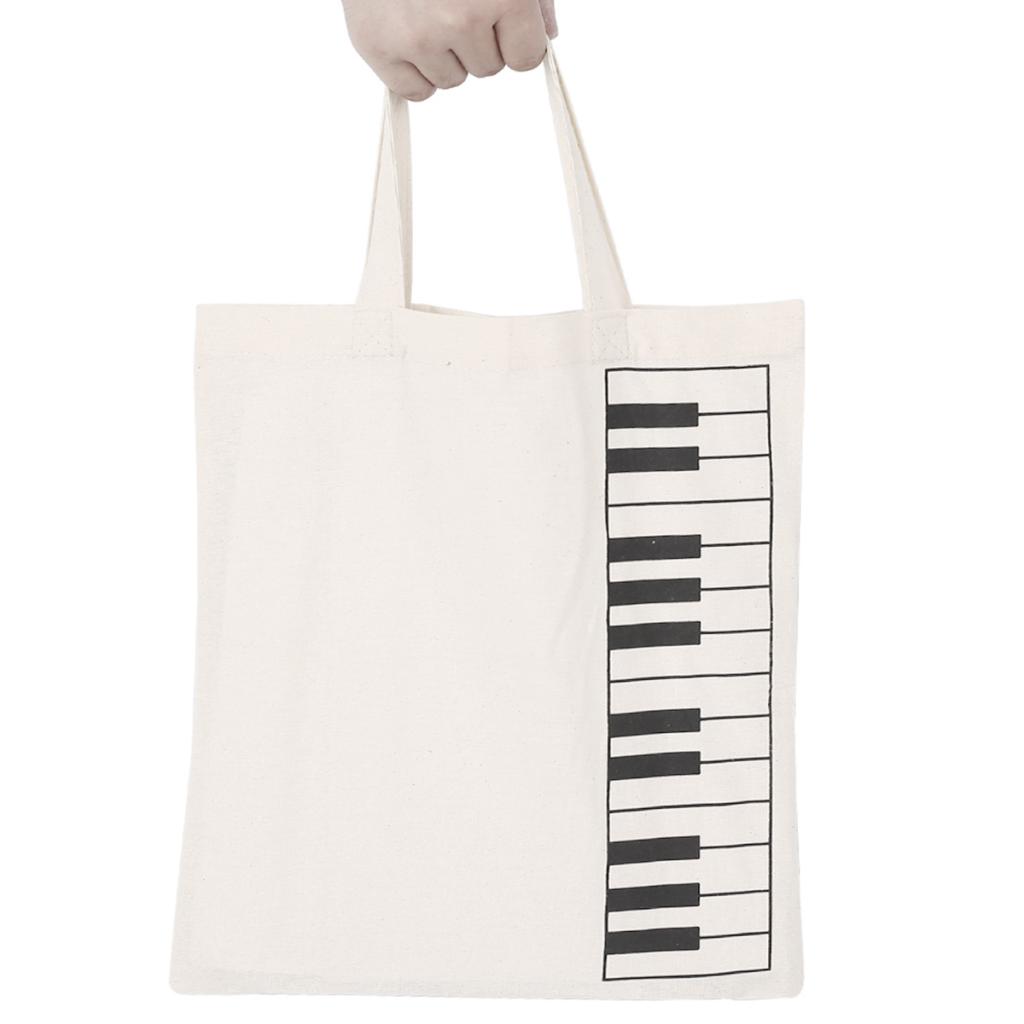 Musical Instrument Shop - กระเป๋าใส่เครื่องดนตรี กระเป๋าผ้าลายคีย์เปียโน กระเป๋าถือ กระเป๋าช้อปปิ้งสำหรับหนังสือ บทเรียน และการเดินทาง