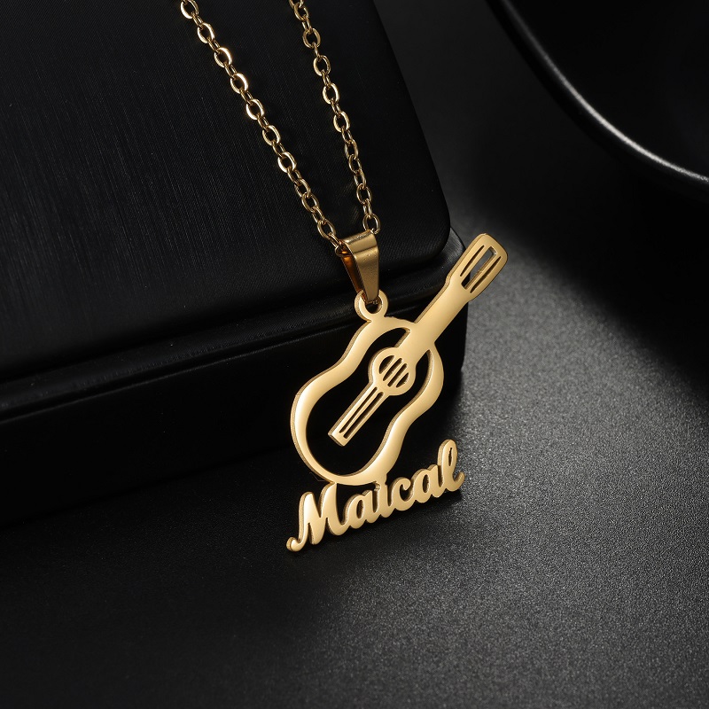 Musical Instrument With Name - สร้อยคอจี้เครื่องดนตรีแบบกำหนดเองได้ สร้อยคอสแตนเลสสตีล สร้อยคอแบบส่วนตัว ของขวัญสำหรับคนรักดนตรี ผู้หญิง ผู้ชาย