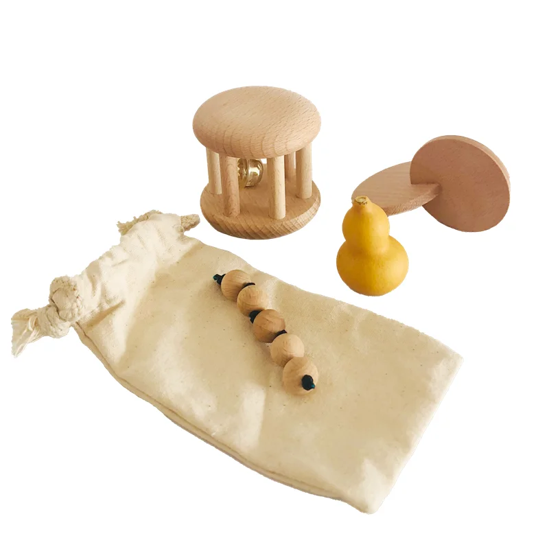 Musical Instrument Rattle - มอนเตสซอรี่กระดิ่งไม้สั่นที่เชื่อมต่อกันการจับลูกปัดของเล่นเด็กทารกแรกเกิดมือทักษะยนต์เครื่องมือการปฏิบัติการศึกษาปฐมวัย