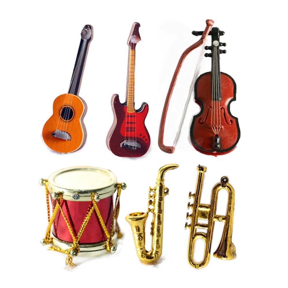 Musical Instrument Manufacturers - เครื่องดนตรีจำลองขนาด 1/12 สำหรับตุ๊กตา อุปกรณ์ตกแต่งบ้านตุ๊กตา เปียโนจิ๋ว ไวโอลิน