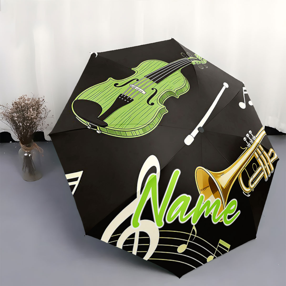 ร่มพับลายเครื่องดนตรีพร้อมชื่อ - Musical Instrument With Name บทวิจารณ์และราคา